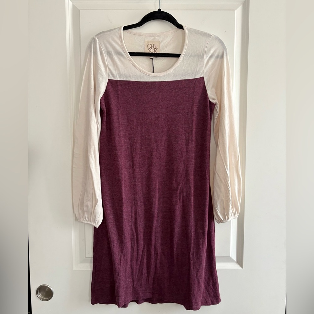 Chaser Long Sleeve Dress New Medium Cake & Pomegranate Cream Maroon Long Sleeve